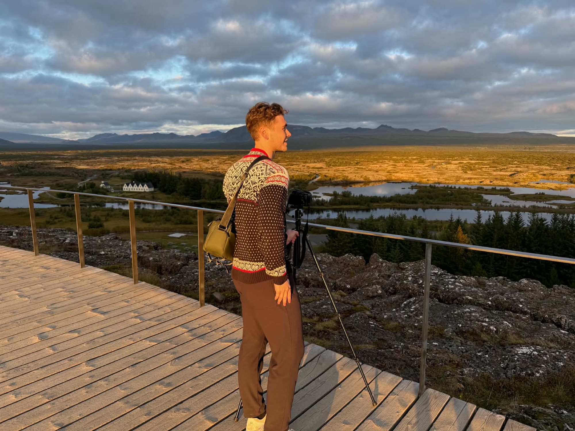 Looking over Þingvellir in golden evening light